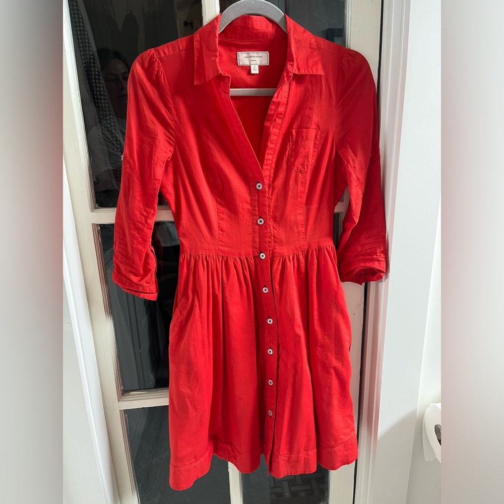 Anthropologie cotton 3/4 sleeve collar dress